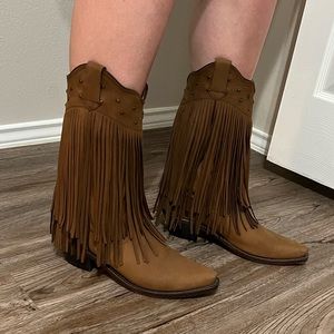 Old West Women’s Fringe Snip Toe Western Boots